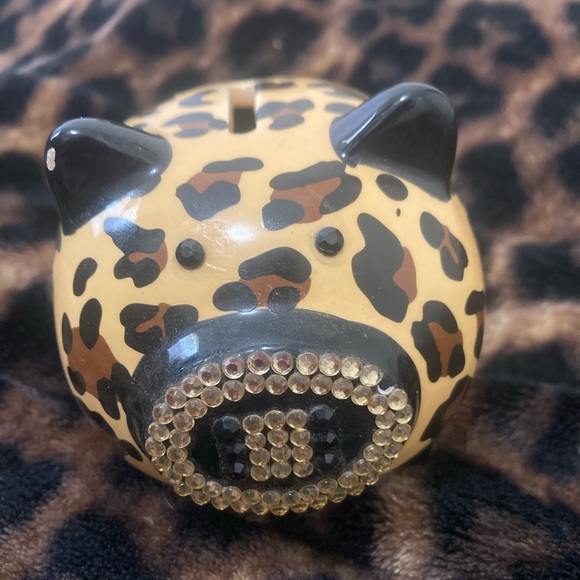 Leopard bling Betsy Johnson Piggy Bank - Picture 2 of 2